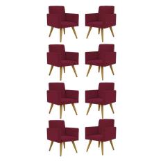 Kit 08 Cadeiras Poltronas Decorativa - Escritório - Recepção Cor:marsala