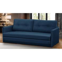 Sofá Cama 2 lugares 1,50m Luisa Suede Azul Adonai Estofados