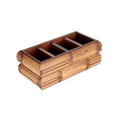 PORTA CONTROLE REMOTO MADEIRA BAMBOO 24X12X9 COR MARROM