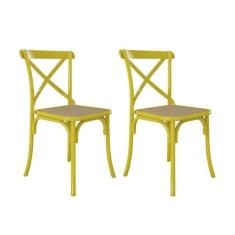 Conjunto 2 Cadeiras Katrina X Amarelo e Bege New Green