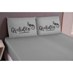 Jogo de Lençol 03 peças estampado Gratidão Casal Queen - theovitex enx