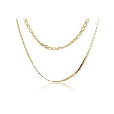 Colar Duplo Com Correntes Grossas Folheado Em Ouro 18k