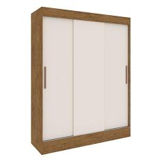 Guarda-roupa 3 Portas Correr 2 Gavetas Flórida Multimóveis Vcr4142 Nogueira/off White