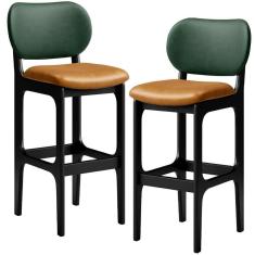 Kit 2 Banquetas Alta Betta Preto Facto Verde Whisky