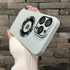 Capa magnética para iphone 11 12 13 14 15 pro max capa de cor sólida para iphone 15 14 pro caso com filme de câmera, pico azul, para iphone 13 pro