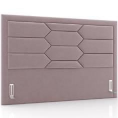 Cabeceira Cama Box Casal 140cm Estofada Nora P05 Veludo Rosê - Lyam De