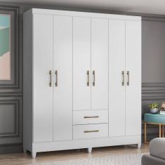 Guarda Roupa Casal Panamá 6 Portas Branco Moval