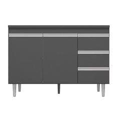 Balcão Gabinete Para Pia 120cm Com Tampo 2 Portas Andréia Cinza - Ajl Móveis