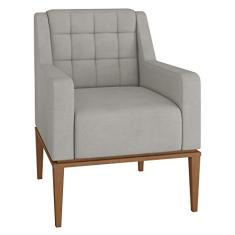 Poltrona Decorativa Sala de Estar Madonna Suede Cinza - Gran Belo