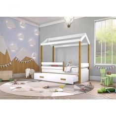 Cama Montessori Cabana Com Auxiliar E Colchão