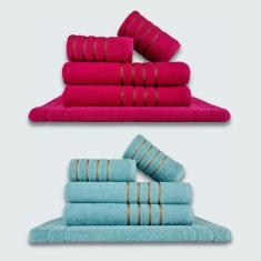 Jogo de Toalhas 10 pçs Coleção Montreal 100% Algodão Rosa+Verde - Toal