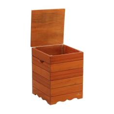 Banqueta Baú Ripado Madeira de Demolição Natural - Móveis Brasil