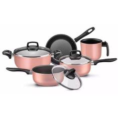 Conjunto de Panelas Antiaderente 5 peças Rosa - Doce Lar, Rosa