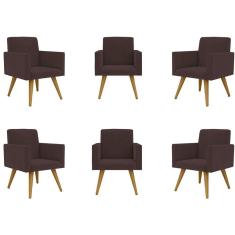 Kit 06 Cadeiras Poltronas Decorativa - Escritório - Recepção Cor: marrom