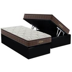 Cama Box Baú Solteiro: Colchão Ortopédico Probel Guarda Costas Extra Firme + Base crc Suede Black(88x188)
