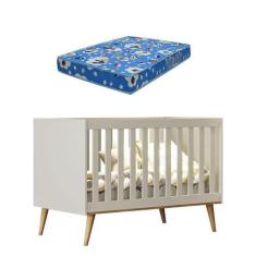 Berço Americano Ludmila Off White Bétula com Colchão Ortobom - Carolin