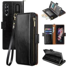 Antsturdy Capa carteira feminina compatível com Samsung Galaxy Z Fold 3 5G com 【S Pen Holder】 Capa de telefone com alça de couro PU com bloqueio de RFID Flip Folio Cover Slots de crédito masculina,