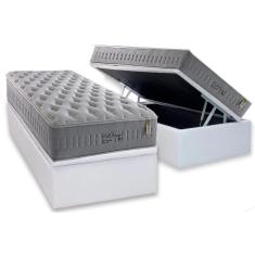 Cama Box Baú Solteiro: Colchão Molas Ensacadas Anjos MasterPocket Soft Dream + Base crc Courano White(88x188)