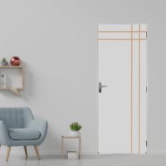 Kit Porta de Madeira Decorada 215x65cm com Batente de Aço 06cm Mantiqueira mgm