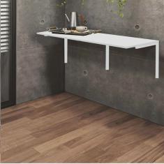 Mesa Suspensa de Estudos Parede 120cm Escritório Suporte Branco mdf Branco - Ahz Móveis