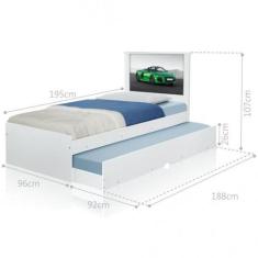 Cama Bibox Solteiro Carro Verde Veloz com Colchões - CasaH