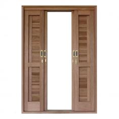 Porta Balcão de Correr Panorâmico 6 Folhas Cedro Arana 215cmx200cmx15cm Isabela Revestimentos Natural