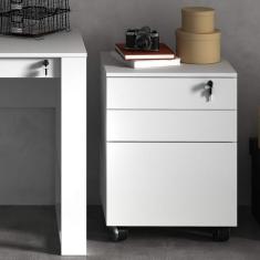 Gaveteiro com Chave 3 Gavetas Charme Espresso Móveis Branco