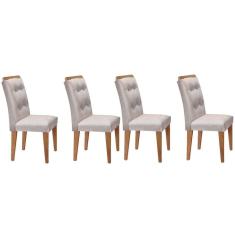 Cadeira Sala de Jantar Kit 4 Un Imbuia Veludo Creme