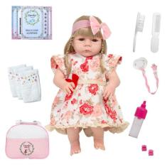 Bebê Reborn 100% Silicone Loira Pode Dar Banho Completa - Cegonha Rebo