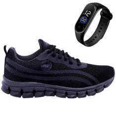 Tênis Masculino Esportivo Para Treino Academia Passeio Conforte Plus + Relógio Led Digital-Masculino