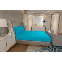 Jogo de Lençol Zono Enxovais Cama Queen 3 Peças Malha 100% Algodão Azul Hawaii