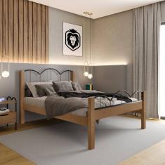 Cama de Casal em Mdf 151x202cm Oasis 138 Preto/Marrom
