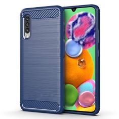 Capa para Samsung Galaxy A90, capa de material de fibra de carbono, suave antiderrapante, macia, anti-impressões digitais, capa totalmente protetora para Samsung Galaxy A90