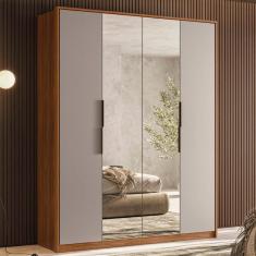 Guarda Roupa Casal 4 Portas Com Espelho e 3 Gavetas Attore