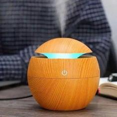 Umidificador Vaso Aromatizador Ultrassônico Tipo Madeira Usb Com Led C