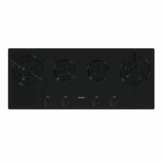 Cooktop Venax Linear Arena 4 Bocas Preto De Embutir A Gás Em Vidro Temperado Bivolt P24629