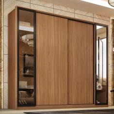 Guarda Roupa Casal Laredo 4 Portas Flex Amêndola Touch Com Vidro Reflecta - Demartêz