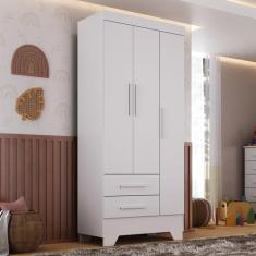 Guarda Roupa Infantil 3 Portas e 2 Gavetas Tic Tac Branco - Espresso M