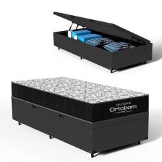 Cama Box Baú Colchão Espuma D45 Ortobom Airtech 150 88 cm, Preto