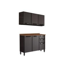 Cozinha Modulada Bertolini Estilo 2 Peças (1 Armário + 1 Balcão) C2P08 Cinza/Grafite