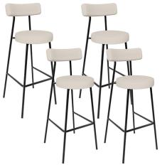 Kit 04 Banquetas Altas Estrutura Em Aço Milão Linho Bege