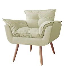 Poltrona Decorativa Opalla Suede Bege - DS Estofados - Estopar