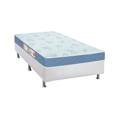 Cama Box Solteiro: Colchão Espuma D45 Castor Sleep Max + Base crc Courano White(88x188)