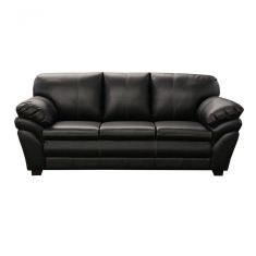 Sofá De Couro Gana 3 Lugares Preto Pigmentado - Mempra Design
