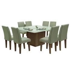 Conjunto Sala de Jantar Mesa Tampo Giratório 8 Cadeiras Siena Amsterdã