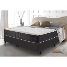 Conjunto Cama Box Queen com Molas Ensacadas Cama inBox Cloud Cinza 158x198x67