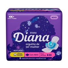 Absorvente Diana Noturno Suave com Abas 8 Unidades