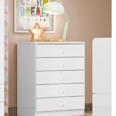 Cômoda Infantil 5 Gavetas Pique-esconde Henn Branco