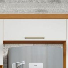 Armario de Cozinha Aéreo 80cm 1 Porta Basculante Burguesa Premuim 100% MDF Freijó/Branco