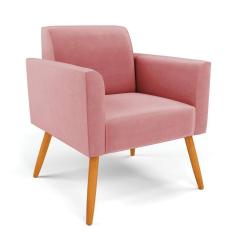 Poltrona Pés Palito Castanho Marisa Suede D03 - D\`rossi Cor Rose